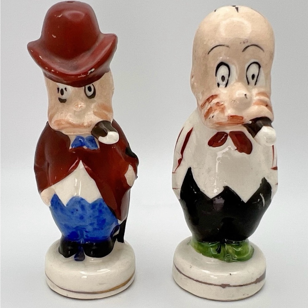 VTG Silent Sam Adamson Comic Strip Salt & Pepper Shakers - Made in Japan